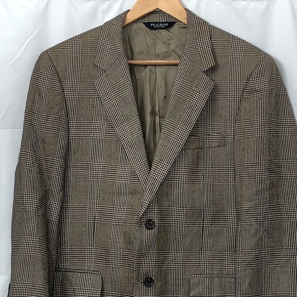 Men’s JoS.A.Bank Black/Tan Plaid Sports Coat Size S38 EUC - Picture 2 of 8